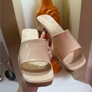Wild Diva Nude Patent Mules